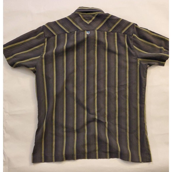 Kuhl Response Short Sleeve Button Down Shirt Sz L, Mens Pinstripe Gray Green Tan - Picture 8 of 8